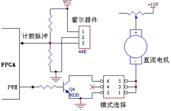直流電機(jī)和開(kāi)關(guān)型霍爾器件的電路原理圖